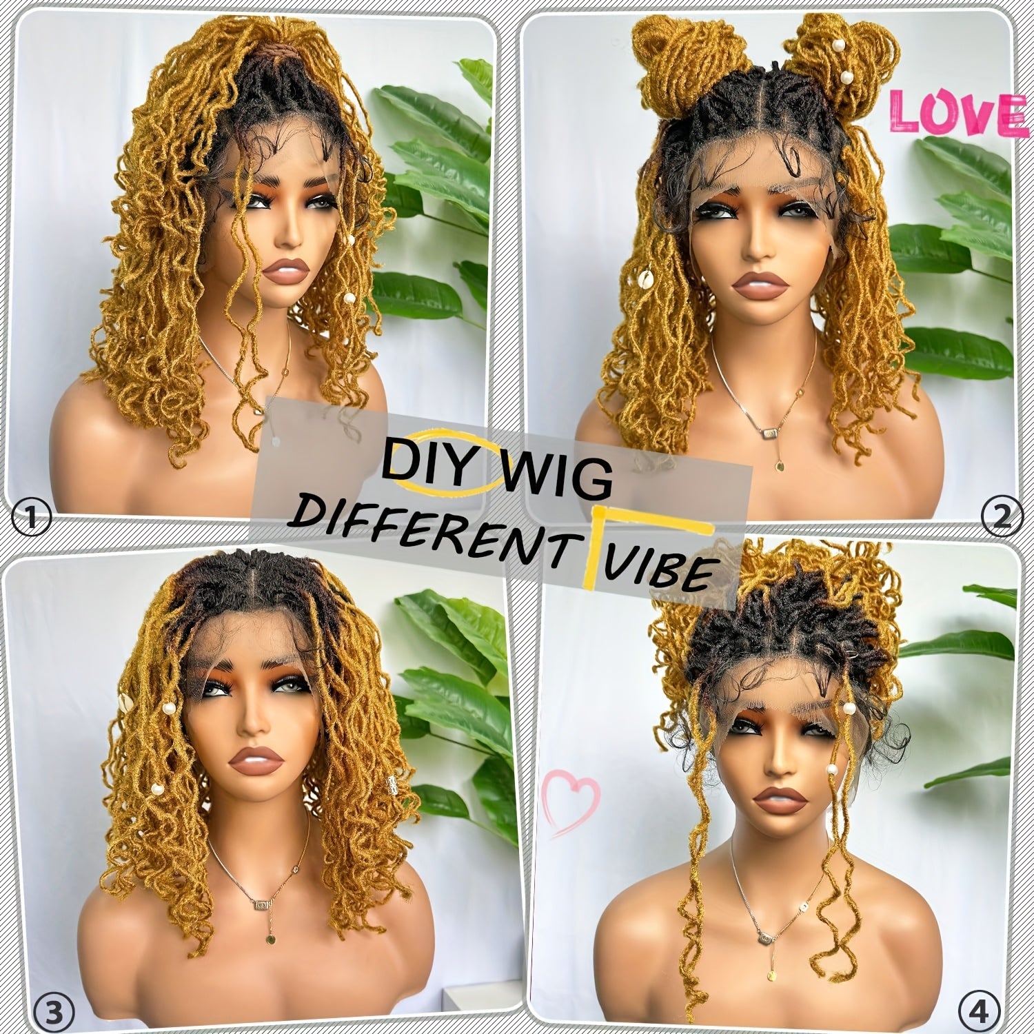 14 Inch Faux Locs Wig Full Lace Afro Curly/Kinky Dreadlocks Ombre Strawberry Blonde to Blonde - 180% Density Synthetic Crochet Braided Wig for, Natural Look & Versatile Styling, Versatile Hair Wig | Afro Curly Wig | Full Lace